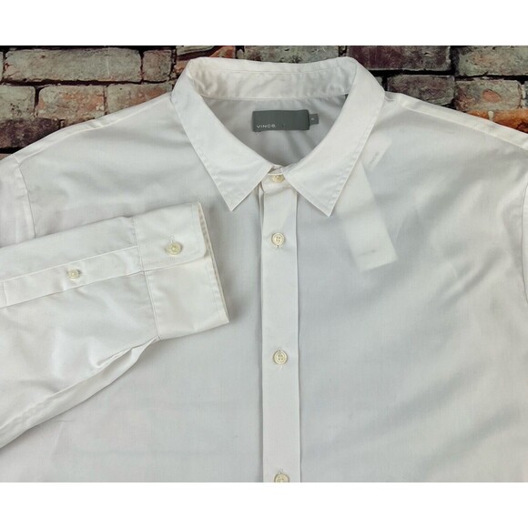 Vince Mens Reverse Placket Sport Button Up Shirt White Long Sleeve XL New - Picture 2 of 11